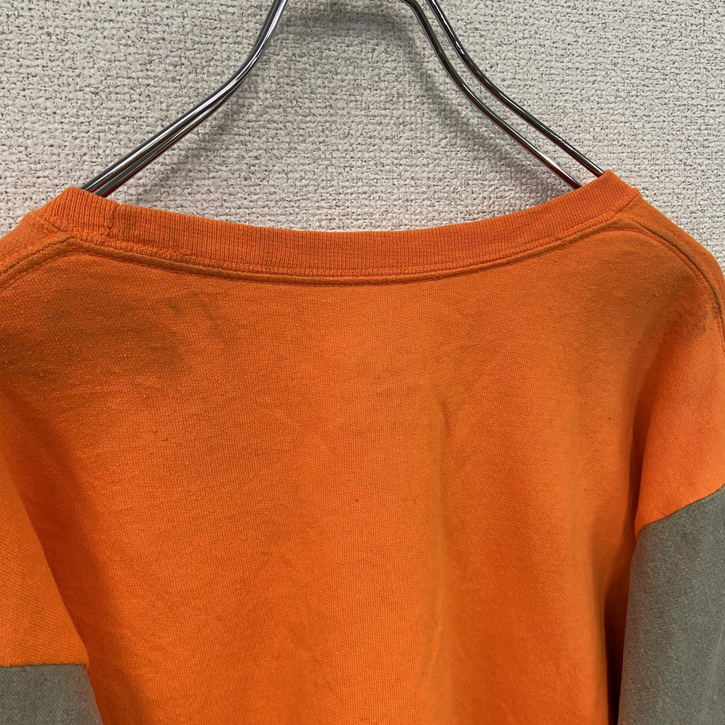 FRUIT OF THE LOOM　フルーツオブザルーム　Carhartt　カーハート　スウェット/トレーナー　リメイク加工　バイカラー　オレンジ　ベージュ　Lサイズ　古着