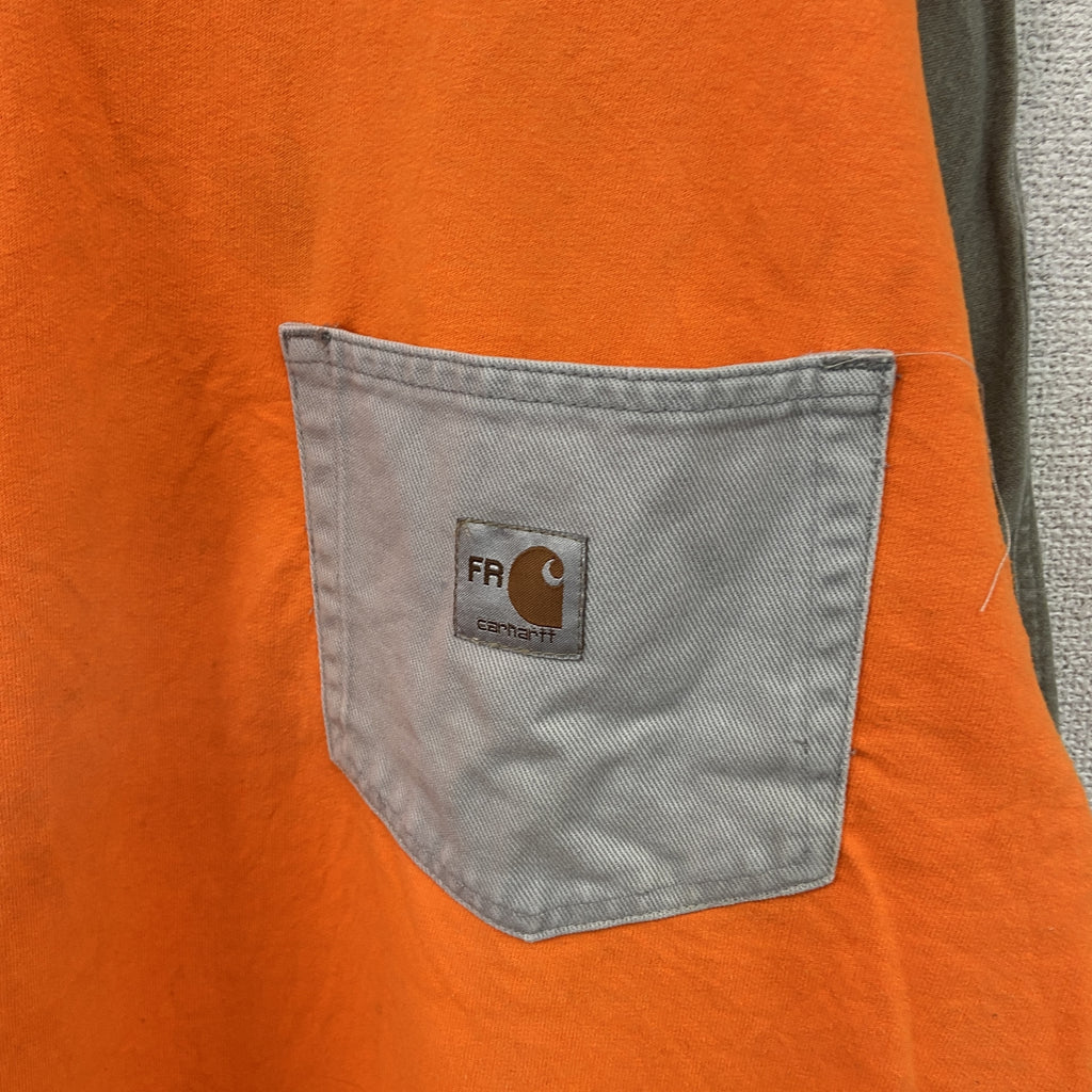 FRUIT OF THE LOOM　フルーツオブザルーム　Carhartt　カーハート　スウェット/トレーナー　リメイク加工　バイカラー　オレンジ　ベージュ　Lサイズ　古着