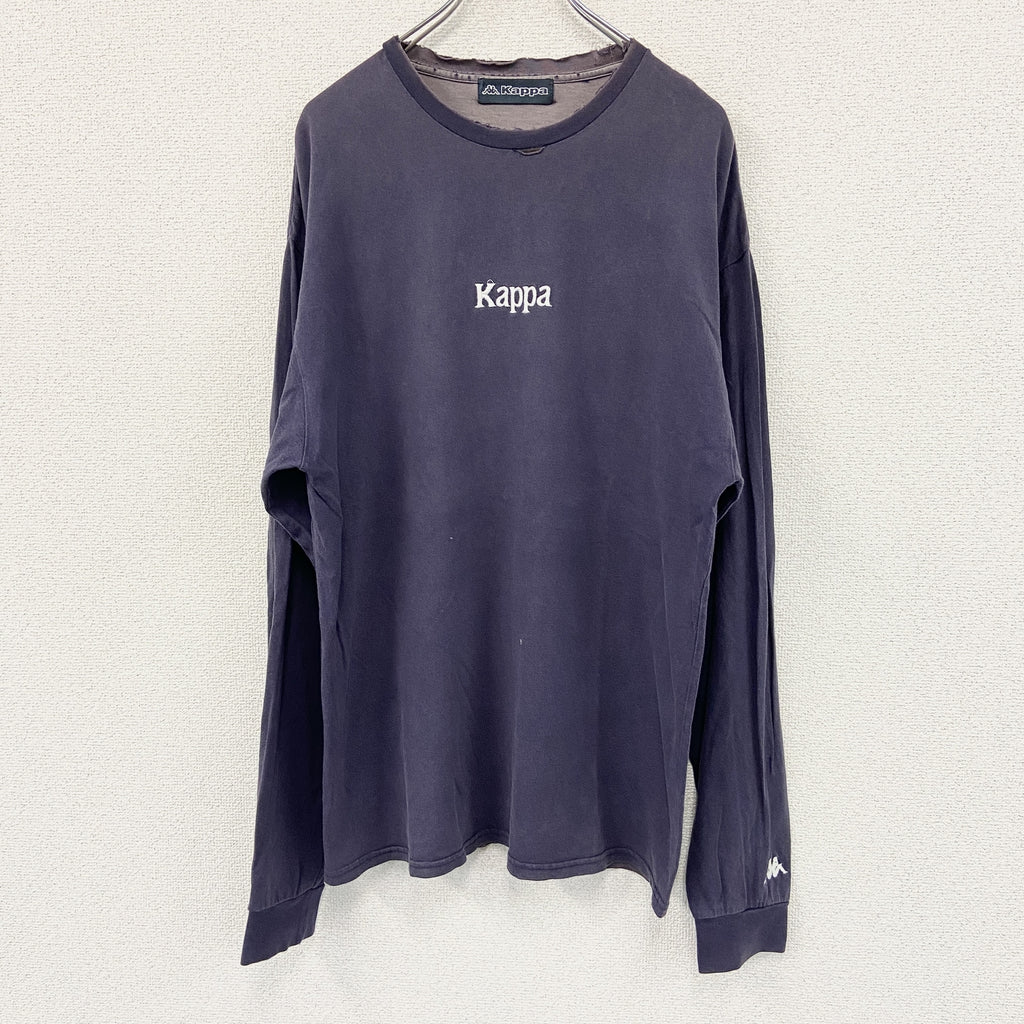 Kappa　カッパ　長袖プリントTシャツ/ロンT　紺　ネイビー　Lサイズ カットソー メンズ コットン 古着