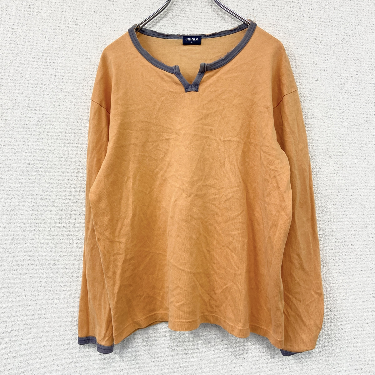 OLD UNIQLO　オールドユニクロ　長袖プリントTシャツ/ロンT　オレンジ　古着
