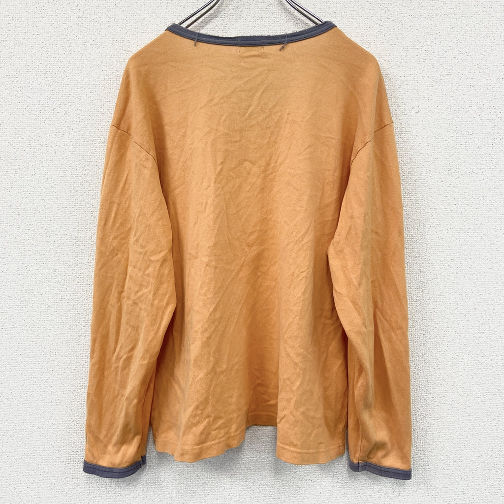 OLD UNIQLO　オールドユニクロ　長袖プリントTシャツ/ロンT　オレンジ　古着
