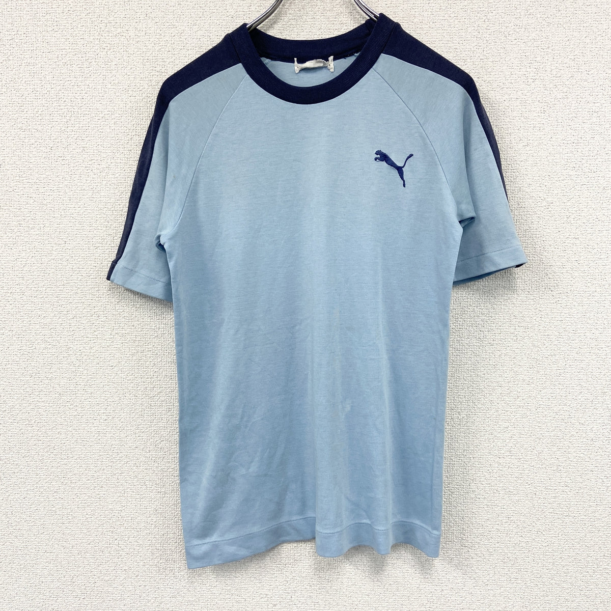 PUMA　プーマ　半袖ワンポイントプリントTシャツ　青　ブルー　古着