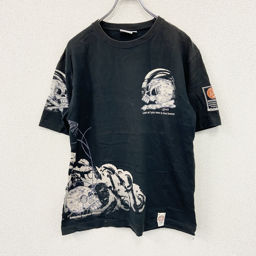 爆裂爛漫娘　半袖プリントTシャツ　黒　ブラック　42サイズ　古着