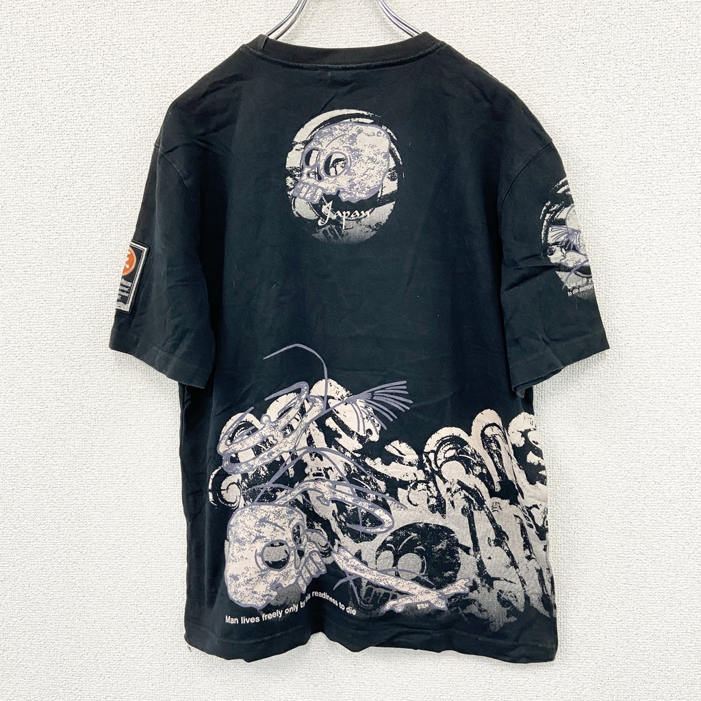 爆裂爛漫娘　半袖プリントTシャツ　黒　ブラック　42サイズ　古着