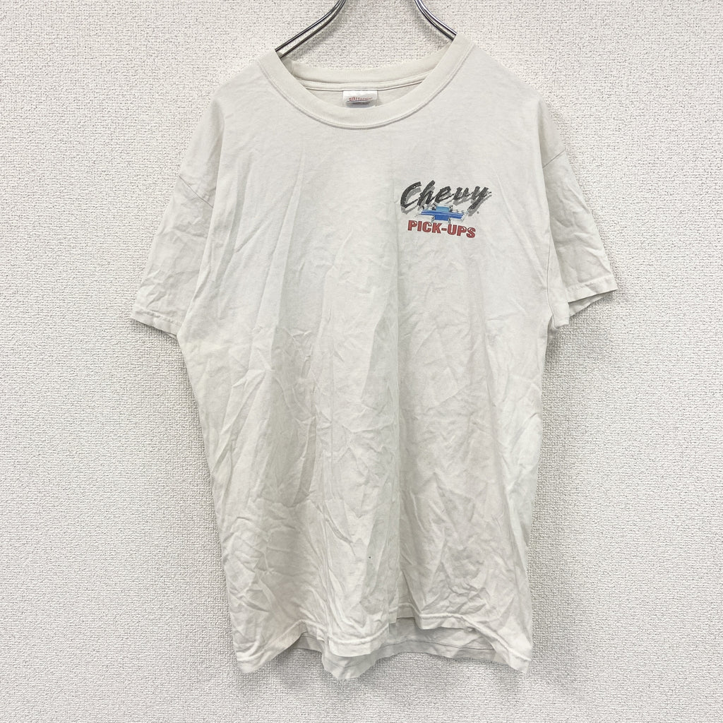 Hanes　ヘインズ　半袖プリントTシャツ　白　ホワイト　Lサイズ カットソー メンズ コットン 古着