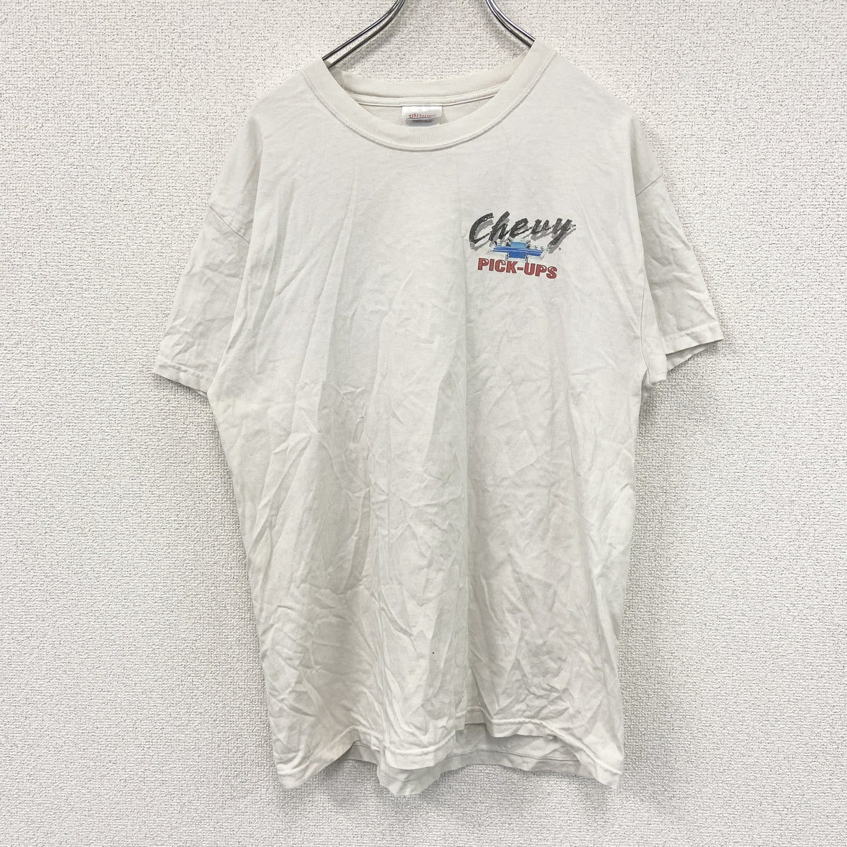 Hanes　ヘインズ　半袖プリントTシャツ　白　ホワイト　Lサイズ カットソー メンズ コットン 古着