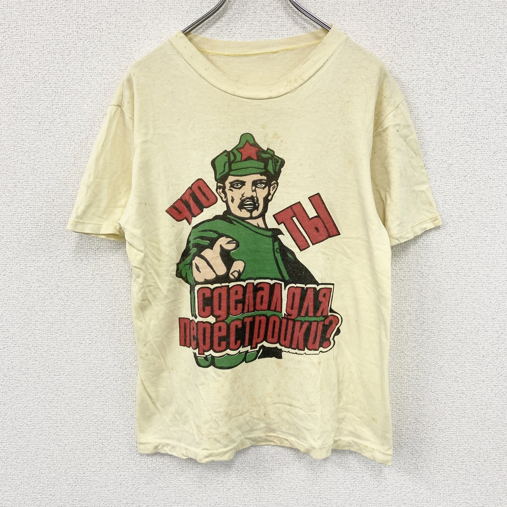 半袖プリントTシャツ　クリーム色　古着