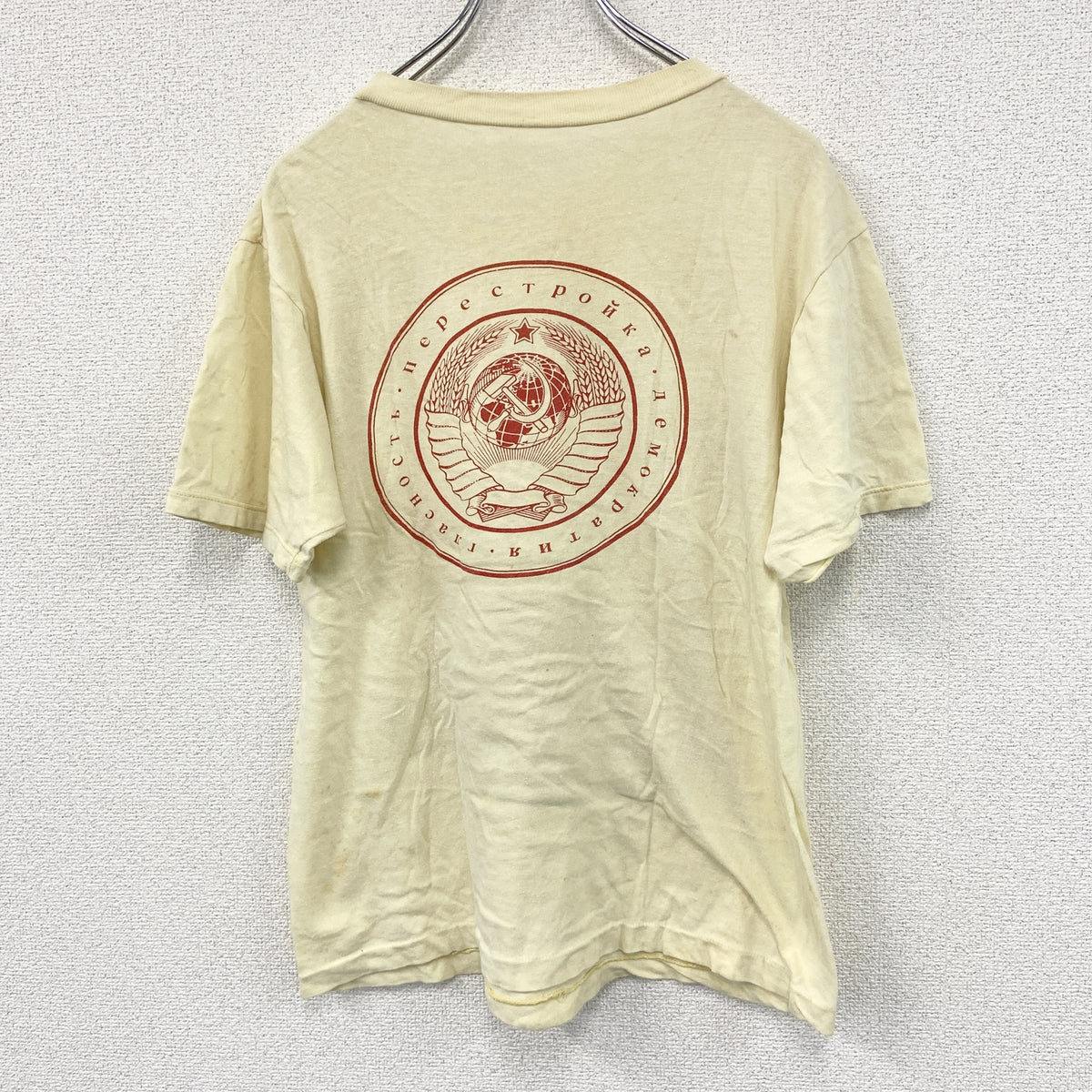 半袖プリントTシャツ　クリーム色　古着