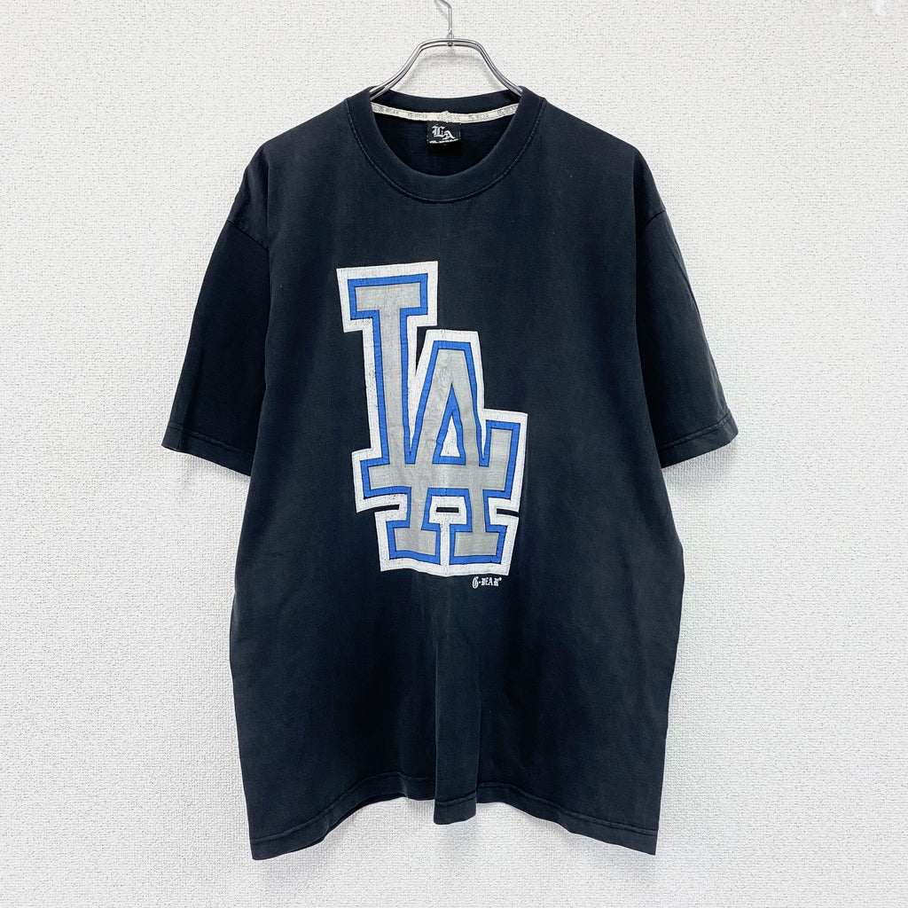 LA G-WEAR　ロサンゼルスドジャース　MLB　半袖プリントTシャツ　黒　ブラック　古着