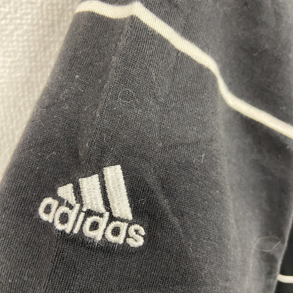 adidas　アディダス　半袖ポロシャツ　ボーダー柄　黒　ブラック　Lサイズ　古着