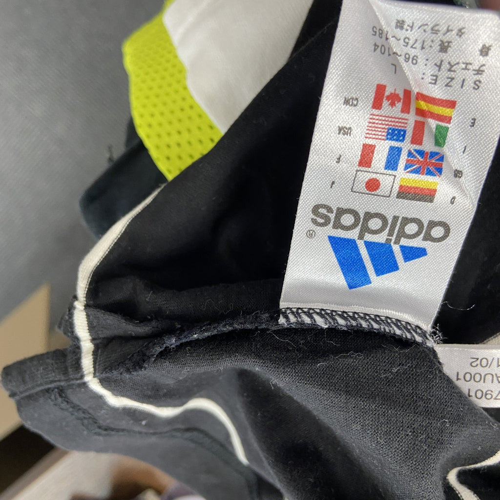 adidas　アディダス　半袖ポロシャツ　ボーダー柄　黒　ブラック　Lサイズ　古着