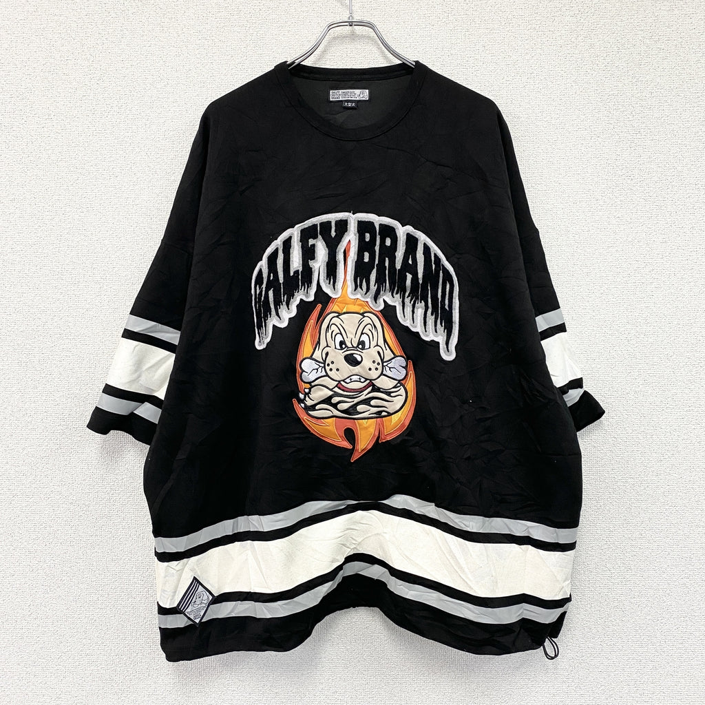 GALFY　ガルフィー　炎上大学BigTee　半袖Tシャツ　黒　ブラック　XLサイズ　古着