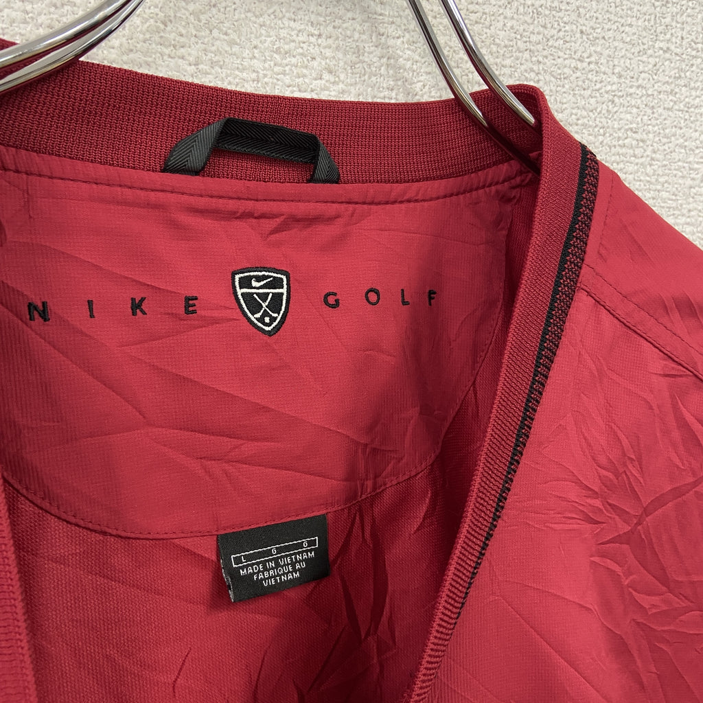 NIKE GOLF　ナイキゴルフ　プルオーバージャケット　スウッシュ　刺繍ロゴ　赤　レッド　Lサイズ　古着