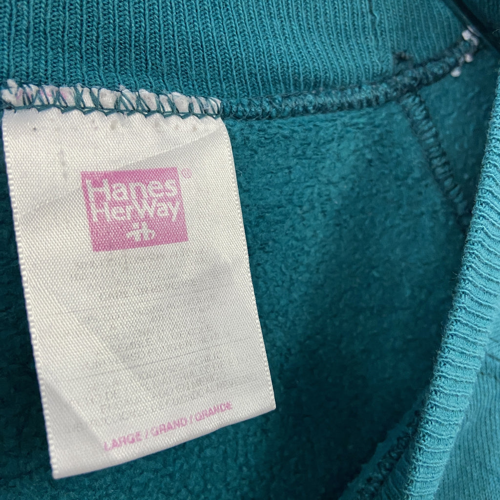 90s　Hanes Her Way　ヘインズ　スウェット/トレーナー　ラグランスリーブ　ヴィンテージ　緑　グリーン　Lサイズ スウェットトップス メンズ 古着