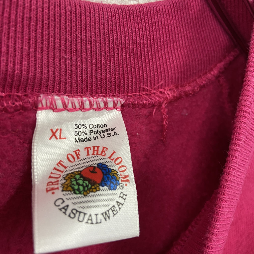 90s～　FRUIT OF THE LOOM　フルーツオブザルーム　スウェット/トレーナー　ラグランスリーブ　ヴィンテージ　ショッキングピンク　XLサイズ スウェットトップス メンズ コットン 古着