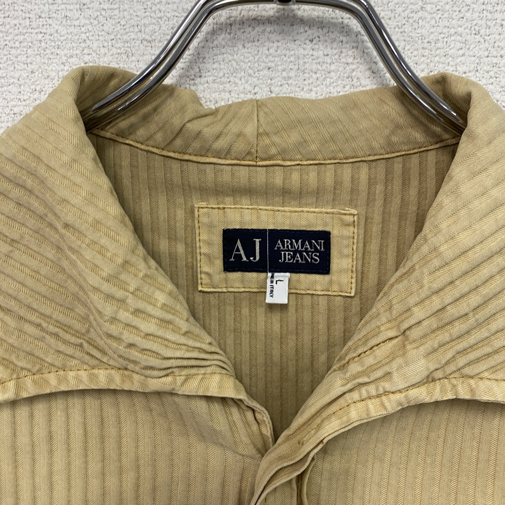 ARMANI JEANS　アルマーニジーンズ　長袖シャツジャケット　太畝　ベージュ　Lサイズ　古着