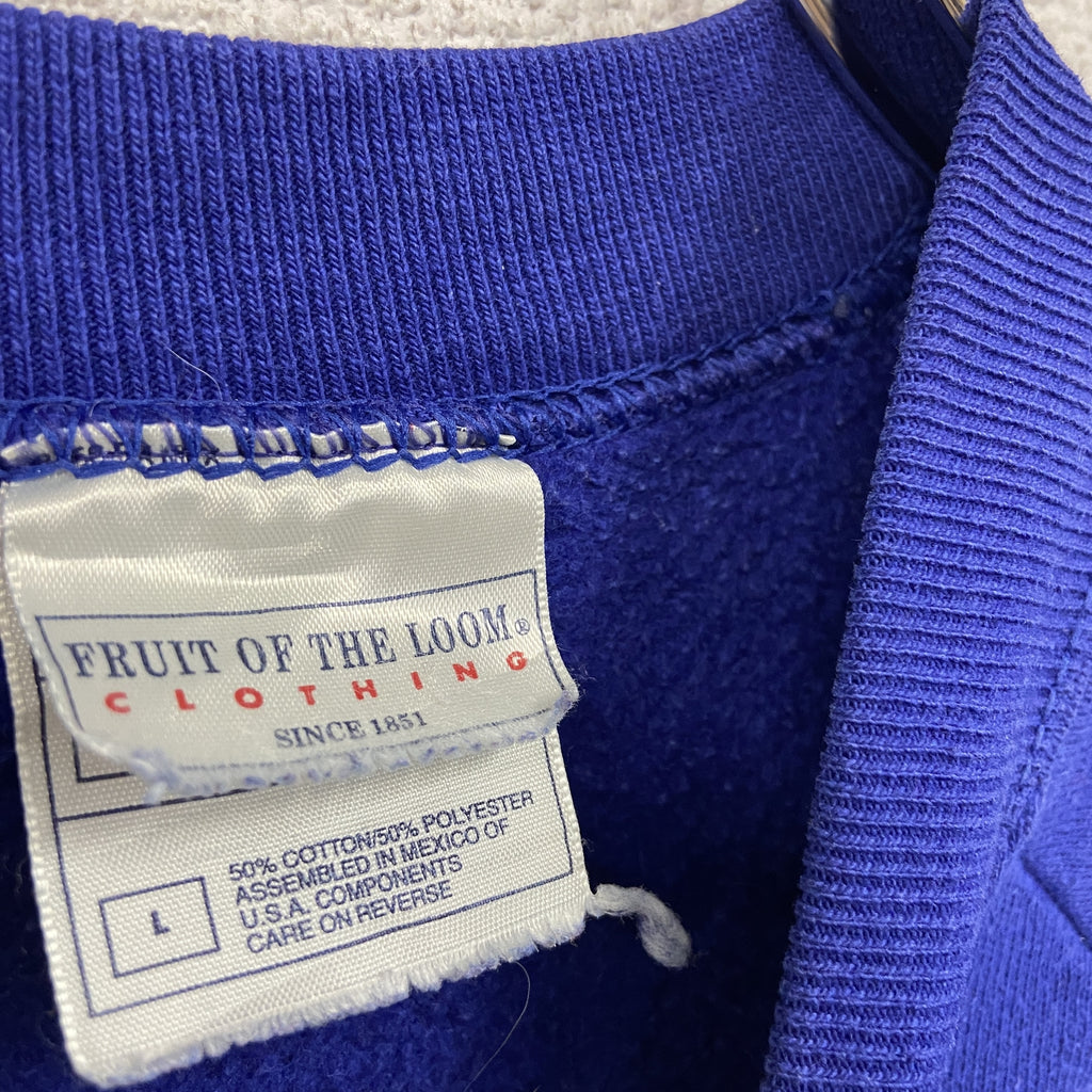 90s～　FRUIT OF THE LOOM　フルーツオブザルーム　スウェット/トレーナー　ラグランスリーブ　ヴィンテージ　青　ブルー　Lサイズ スウェットトップス メンズ コットン 古着