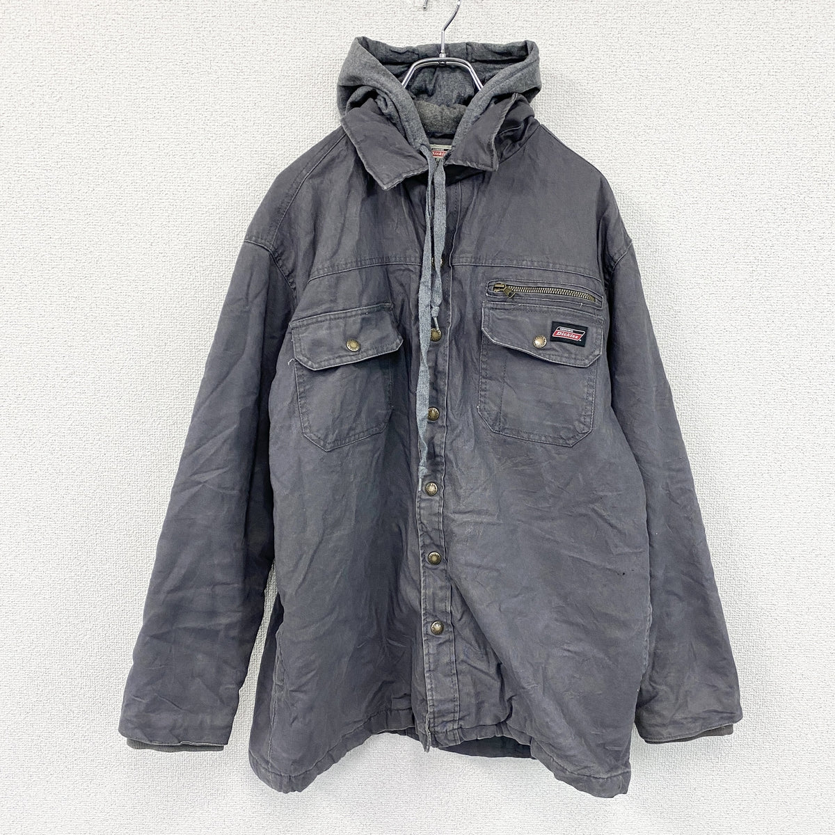 Dickies　ディッキーズ　デニムドジャケット/フーディー　ダークグレー　Lサイズ Gジャン デニムアウター メンズ 古着
