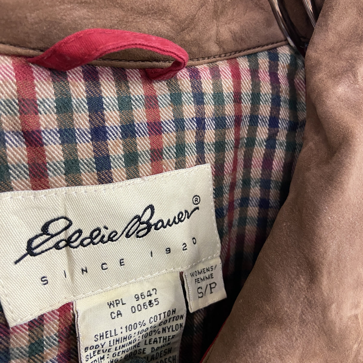 90s　Eddie Bauer　エディバウアー　ダウンジャケット　レザーカラー　ヴィンテージ　赤　レッド　Sサイズ　古着