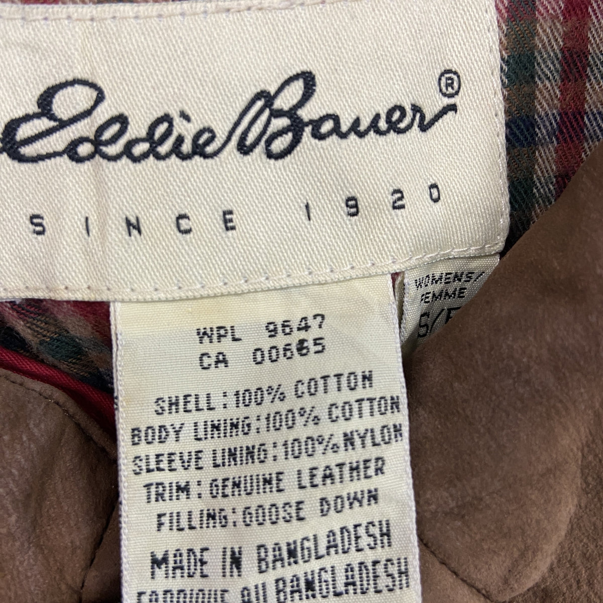 90s　Eddie Bauer　エディバウアー　ダウンジャケット　レザーカラー　ヴィンテージ　赤　レッド　Sサイズ　古着