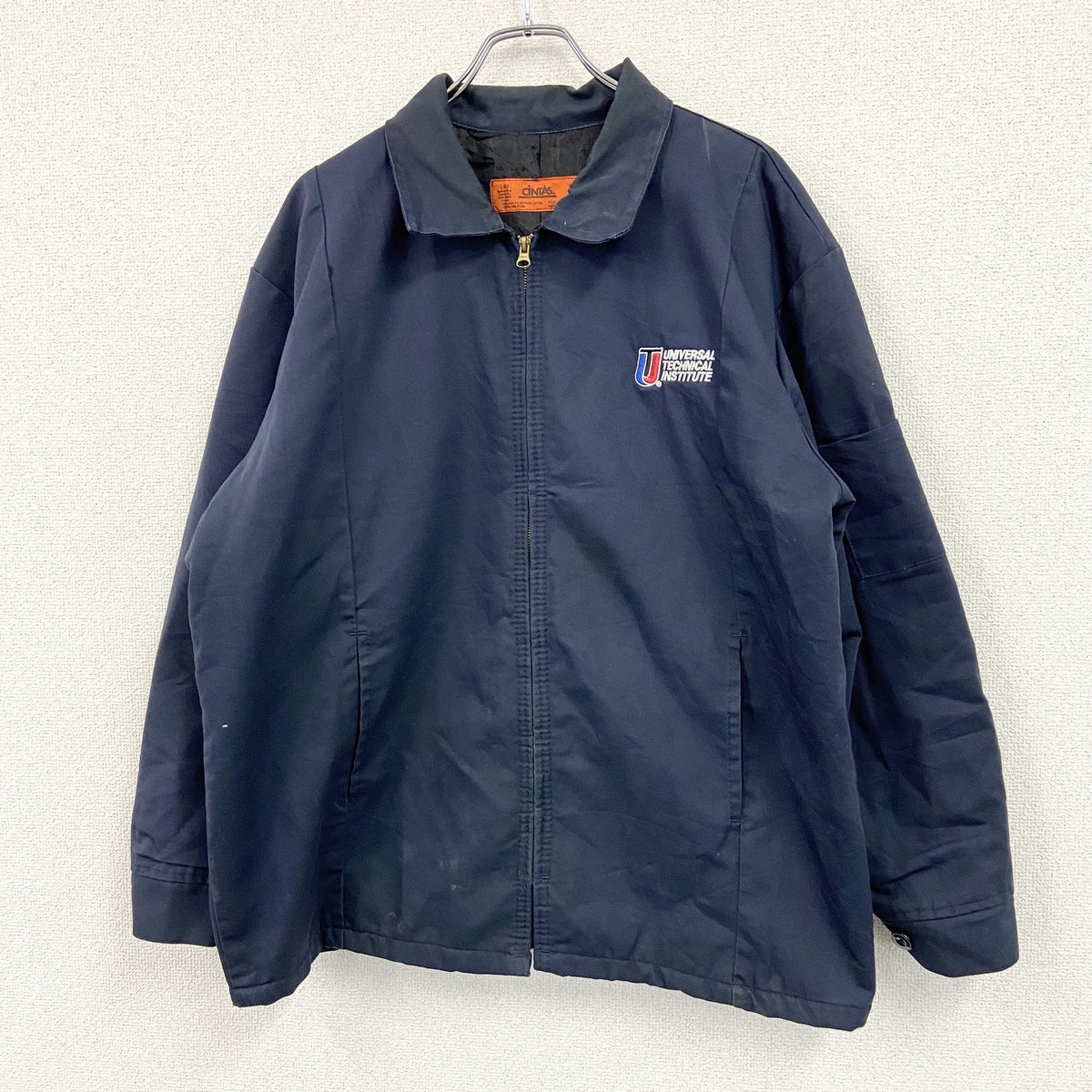 CINTAS　ワークジャケット　カバーオール　紺　ネイビー　Lサイズ ワークウェア メンズ ポリエステル 古着