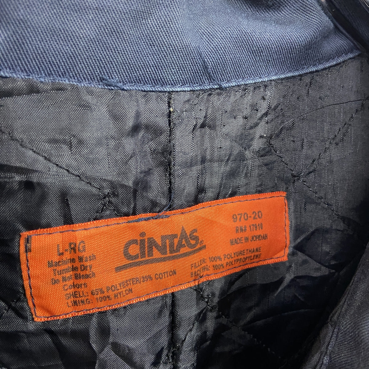 CINTAS　ワークジャケット　カバーオール　紺　ネイビー　Lサイズ ワークウェア メンズ ポリエステル 古着