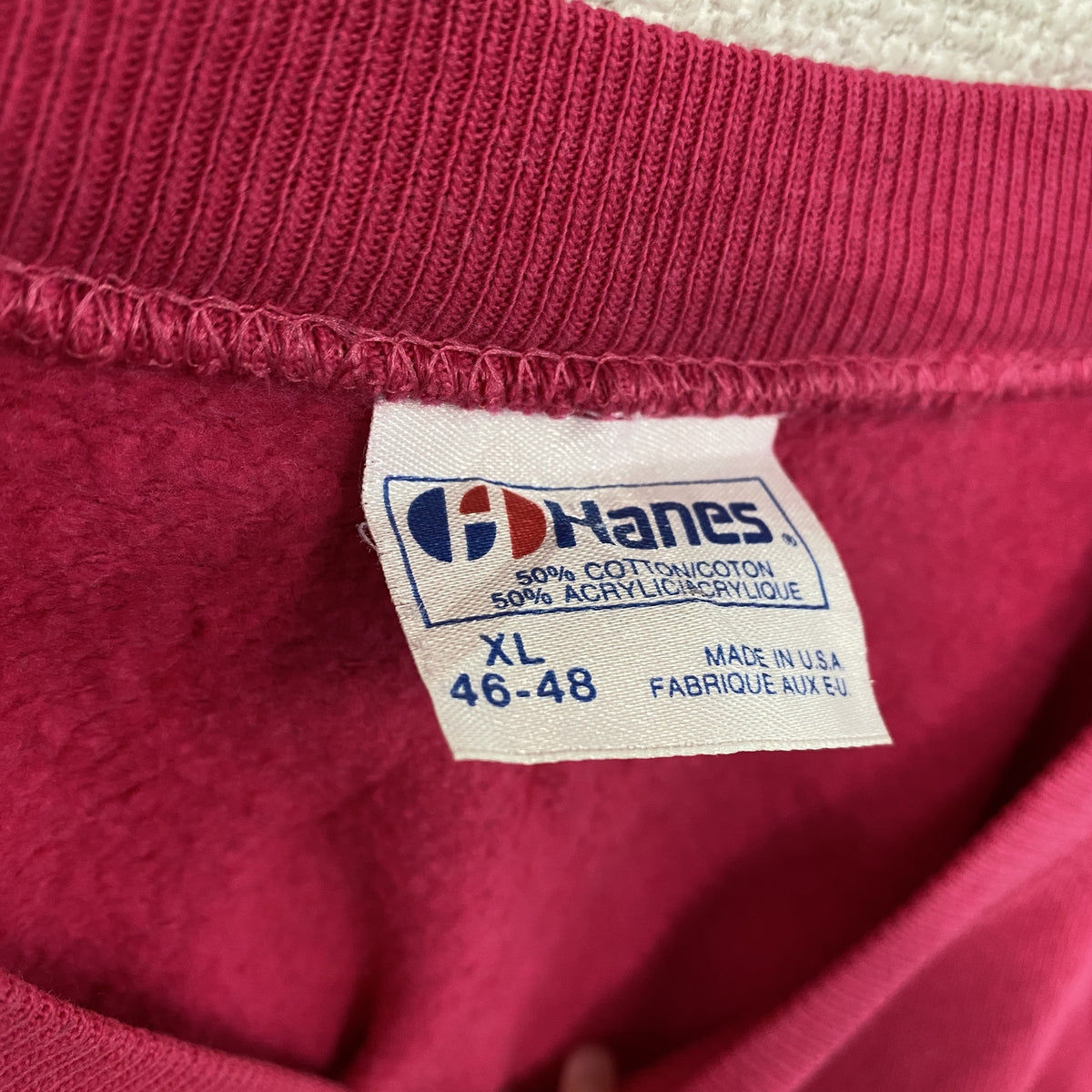 80s　Hanes　ヘインズ　スウェット/トレーナー　ラグランスリーブ　ヴィンテージ　ピンク　XLサイズ スウェットトップス メンズ コットン 古着