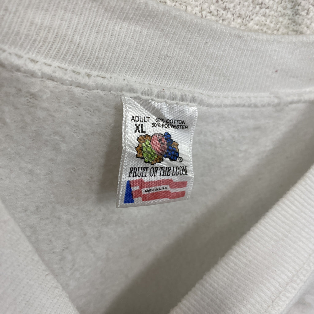 80s～　FRUIT OF THE LOOM　フルーツオブザルーム　スウェット/トレーナー　ヴィンテージ　白　ホワイト　XLサイズ スウェットトップス メンズ コットン 古着
