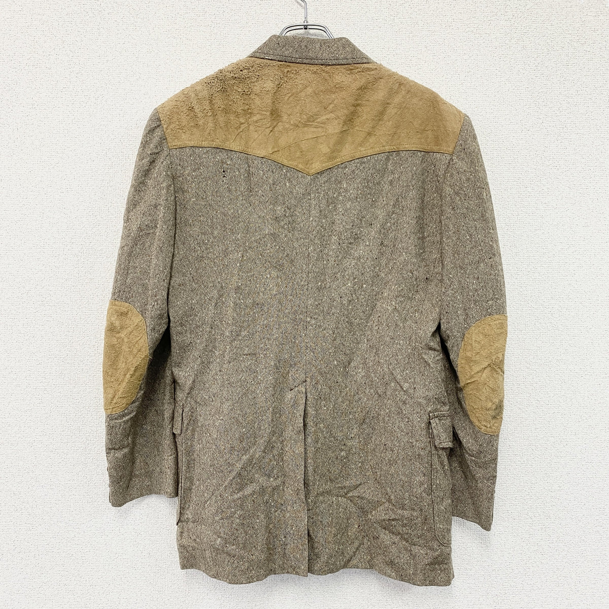 PENDLETON　ペンドルトン　テーラードツイードジャケット　スエード　エルボーパッチ　ベージュ　40サイズ　古着