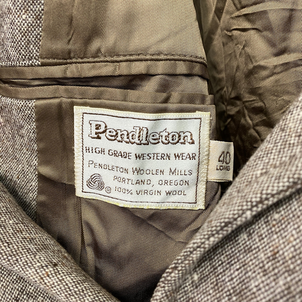 PENDLETON　ペンドルトン　テーラードツイードジャケット　スエード　エルボーパッチ　ベージュ　40サイズ　古着