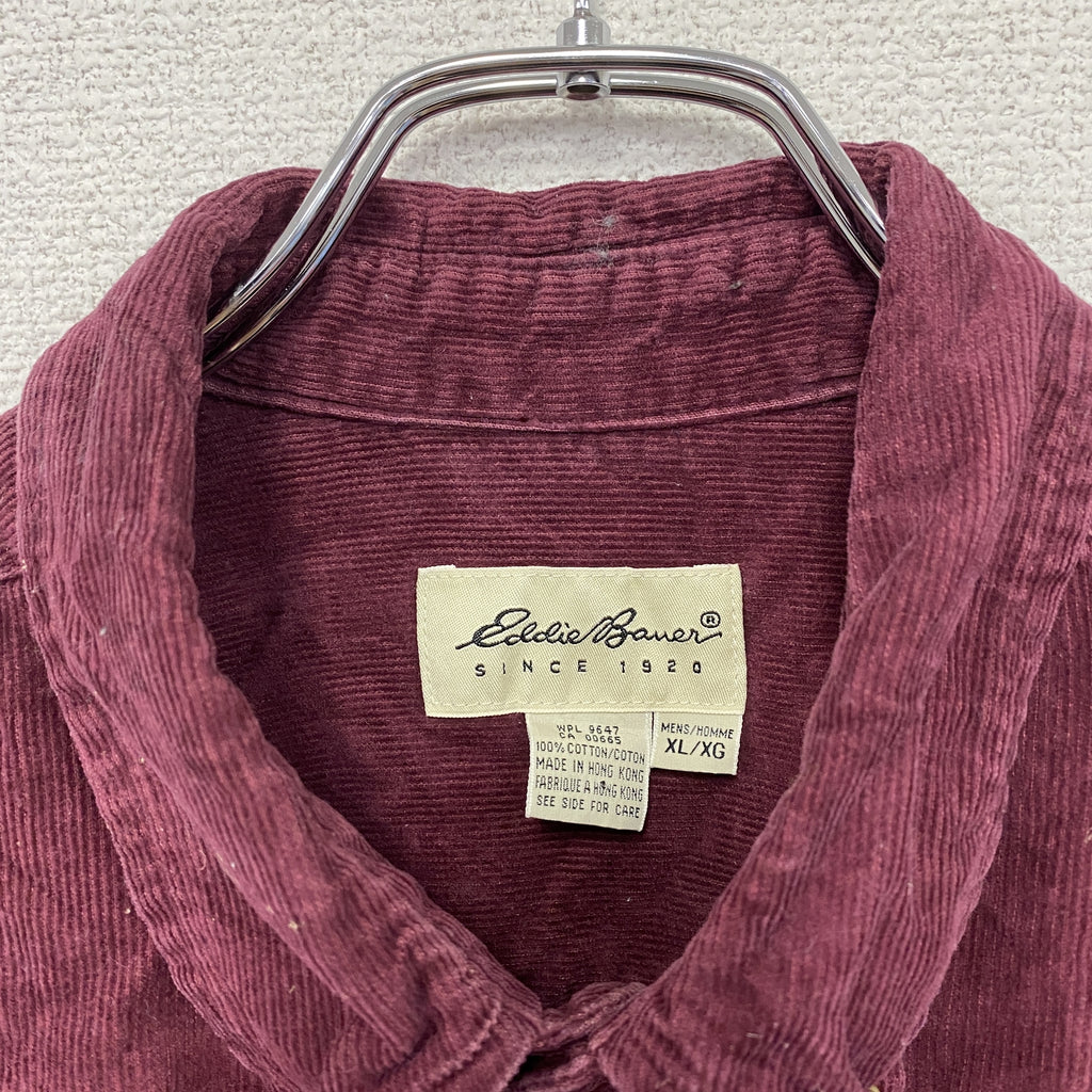Eddie Bauer　エディバウアー　長袖ボタンダウンコーデュロイシャツ　ボルドー　XLサイズ　古着