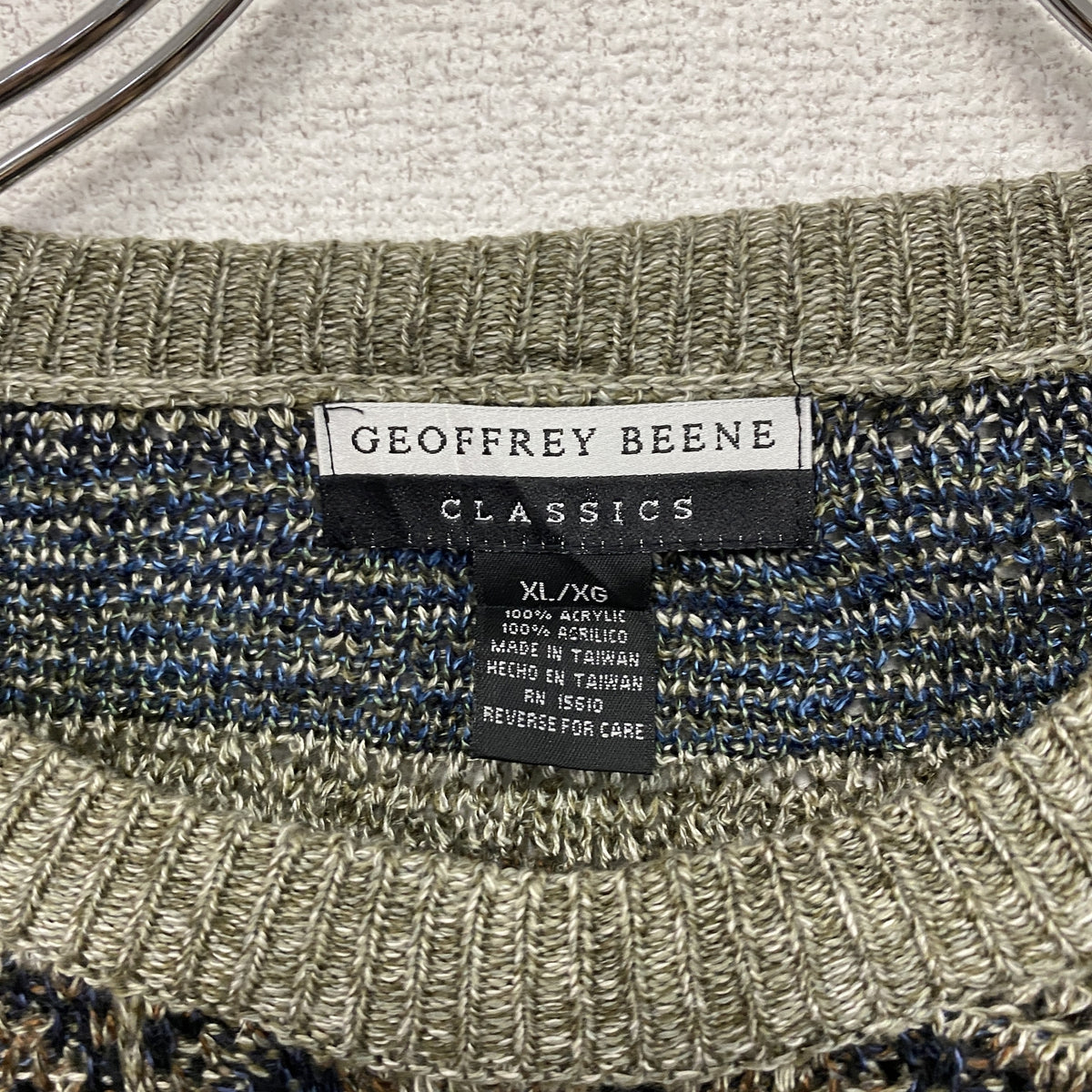 Geoffrey Beene　ジェフリービーン　CLASSICS　ニットセーター　総柄　マルチカラー　XLサイズ　古着