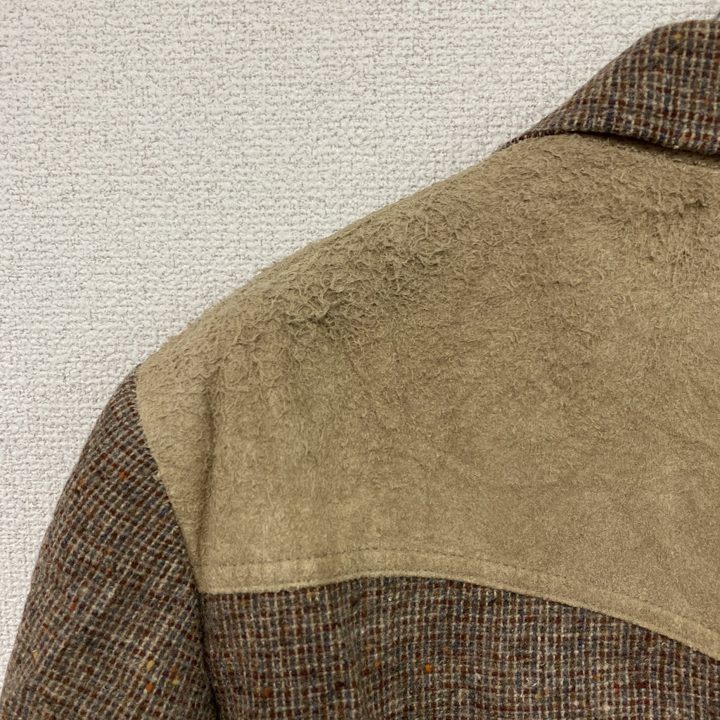 PENDLETON　ペンドルトン　テーラードツイードジャケット　スエード　エルボーパッチ　茶色　ブラウン　ベージュ　古着