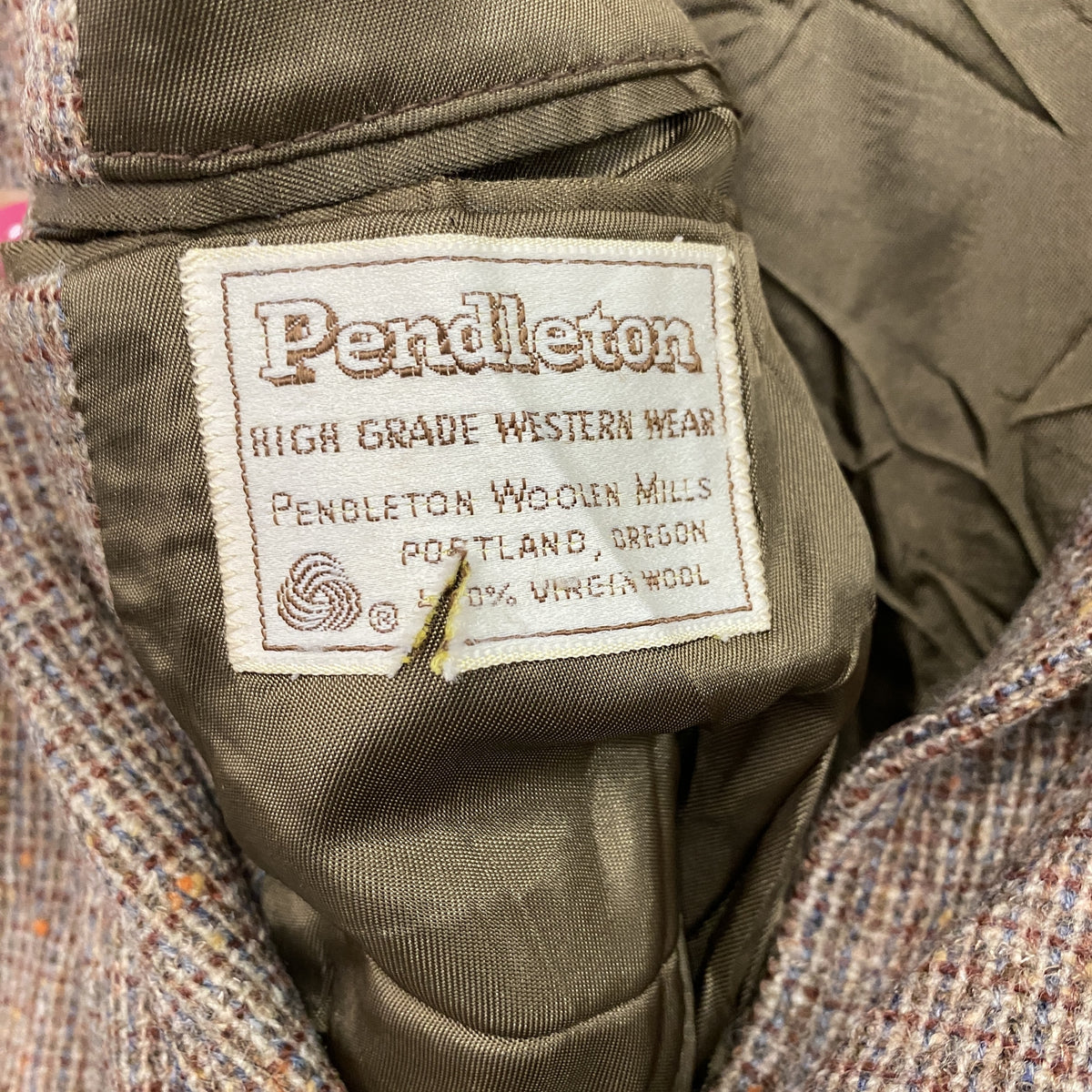 PENDLETON　ペンドルトン　テーラードツイードジャケット　スエード　エルボーパッチ　茶色　ブラウン　ベージュ　古着