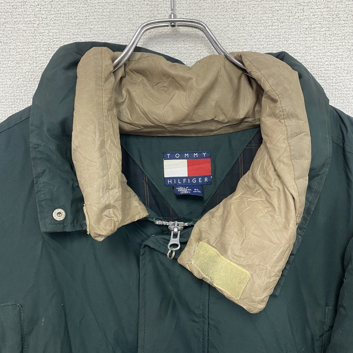 TOMMY HILFIGER　トミーヒルフィガー　グースダウンジャケット　緑　グリーン　XLサイズ　古着