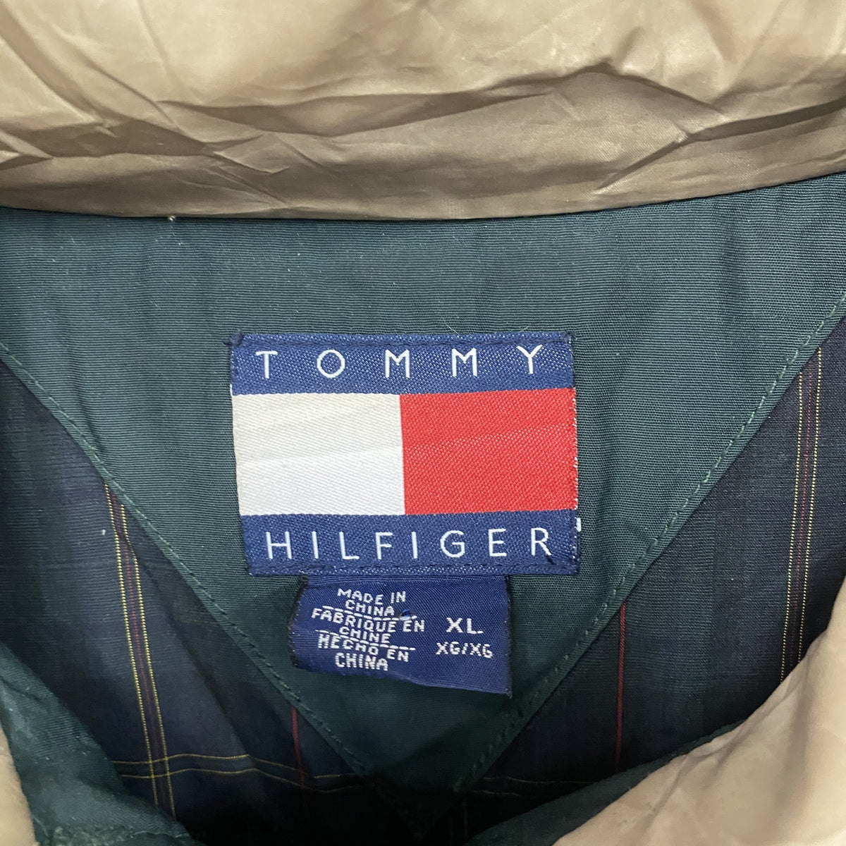 TOMMY HILFIGER　トミーヒルフィガー　グースダウンジャケット　緑　グリーン　XLサイズ　古着