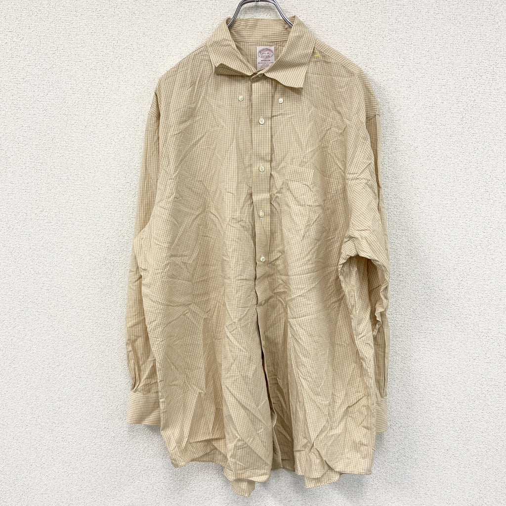 Brooks Brothers　ブルックスブラザーズ　長袖ボタンダウンシャツ　チェック柄　黄色　イエロー　34サイズ　古着