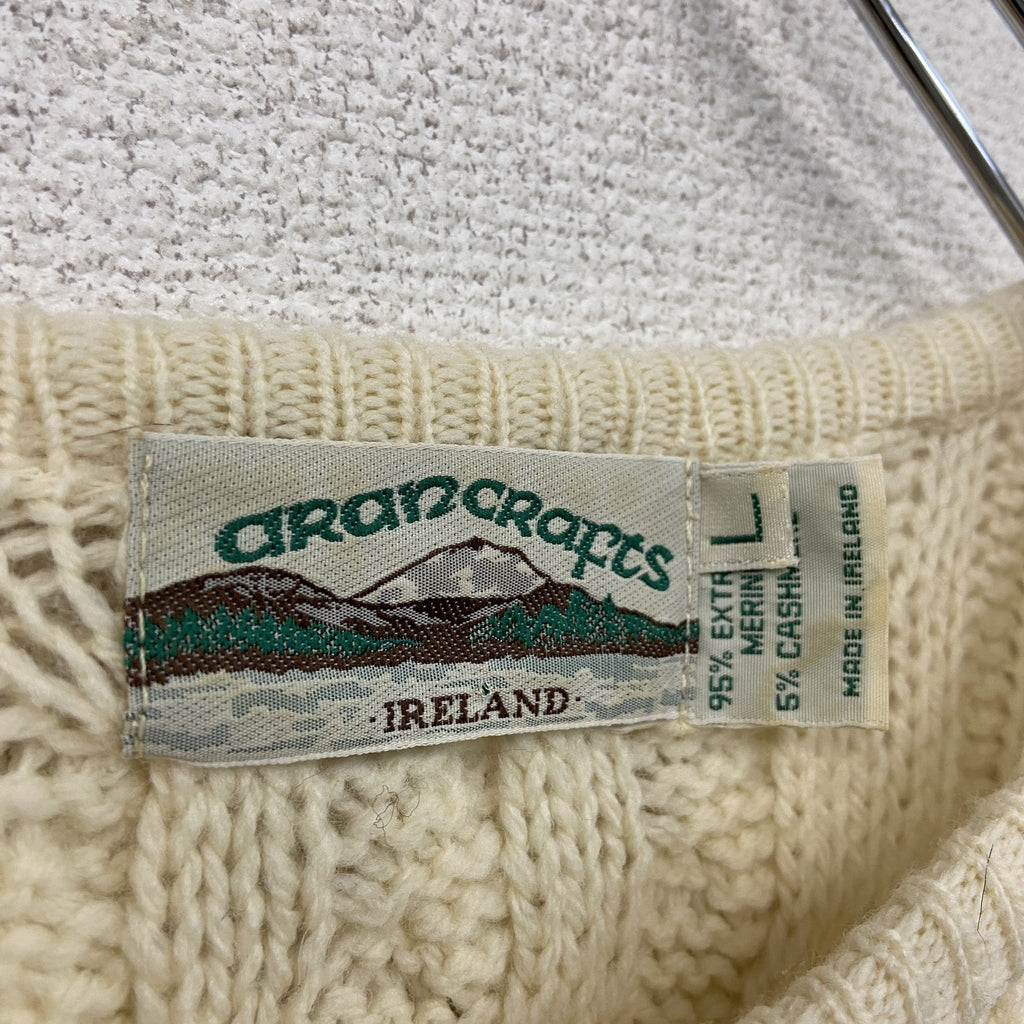 arancrafts　ウールニットセーター　クリーム色　Lサイズ　古着