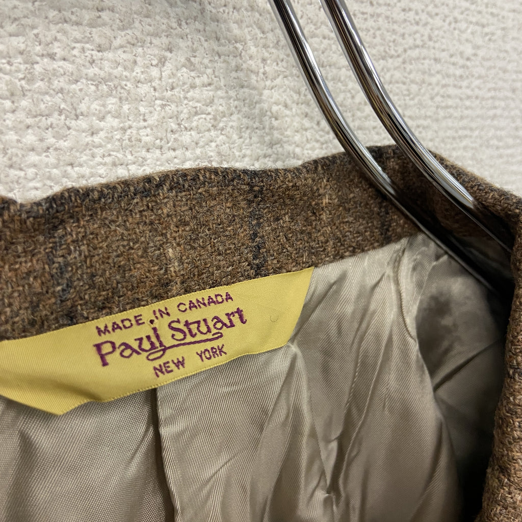 Paul Stuart　ポールスチュアート　テーラードジャケット　チェック柄　茶色　ブラウン　古着