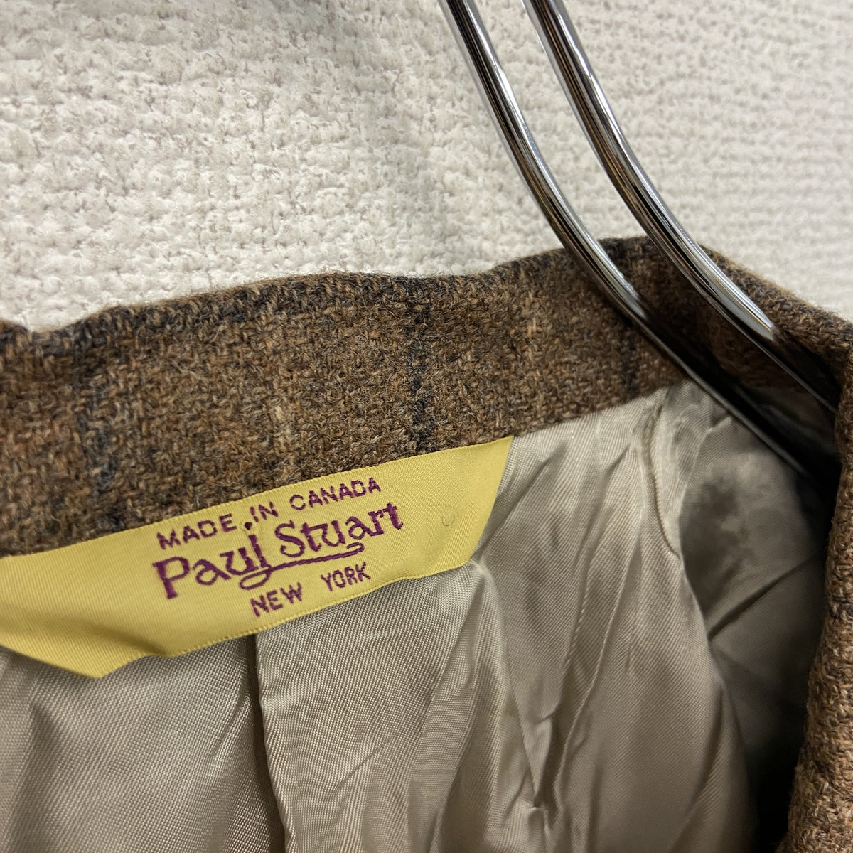 Paul Stuart　ポールスチュアート　テーラードジャケット　チェック柄　茶色　ブラウン　古着