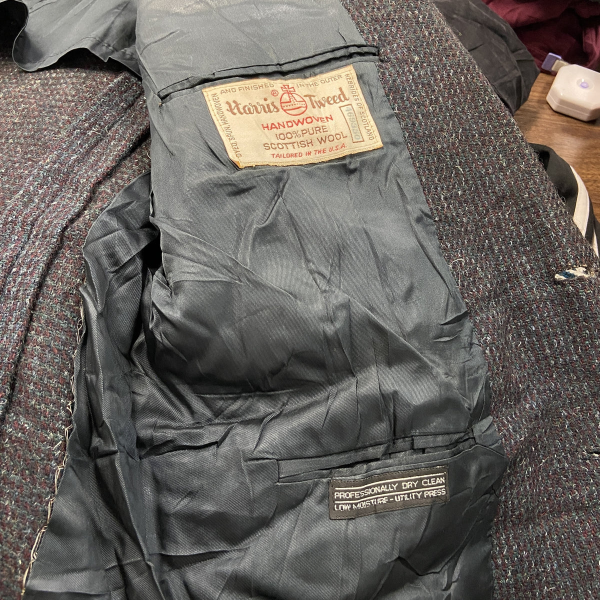 STAFFORD　Harris Tweed　ハリスツイード　テーラードジャケット　ダークグレー　古着