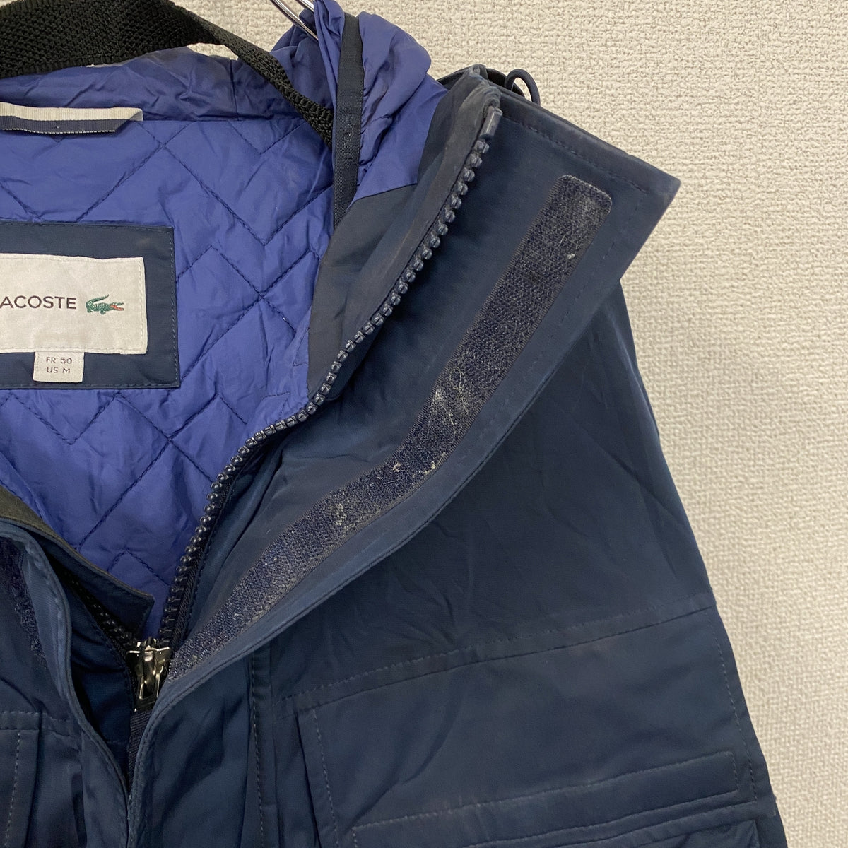 LACOSTE　ラコステ　マウンテンパーカー　中綿入り　紺　ネイビー　Mサイズ　古着