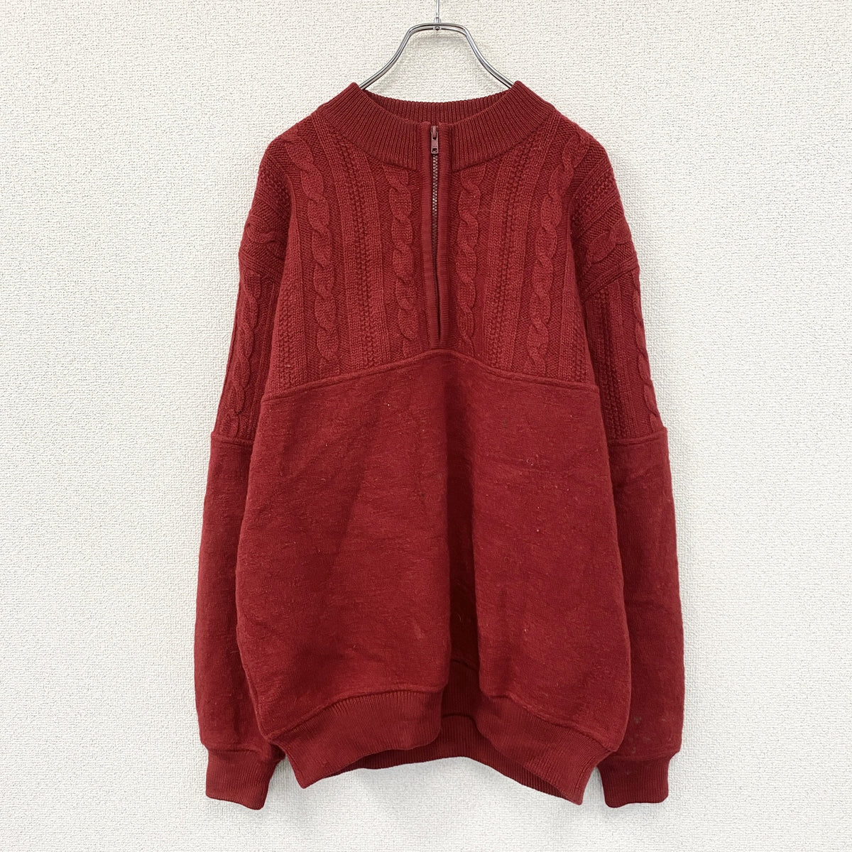 L.L.Bean　エルエルビーン　ハーフジップニットセーター　赤　レッド　Lサイズ　古着