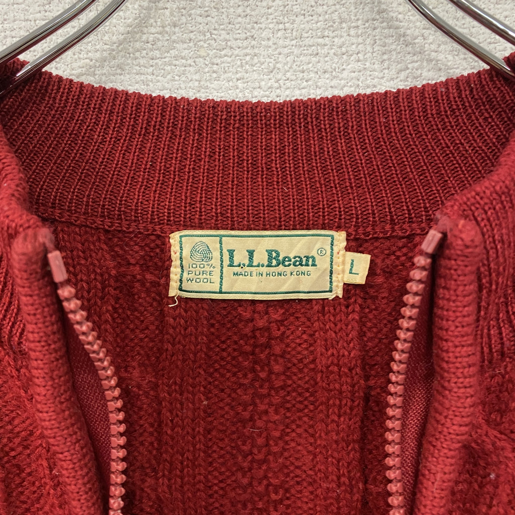 L.L.Bean　エルエルビーン　ハーフジップニットセーター　赤　レッド　Lサイズ　古着