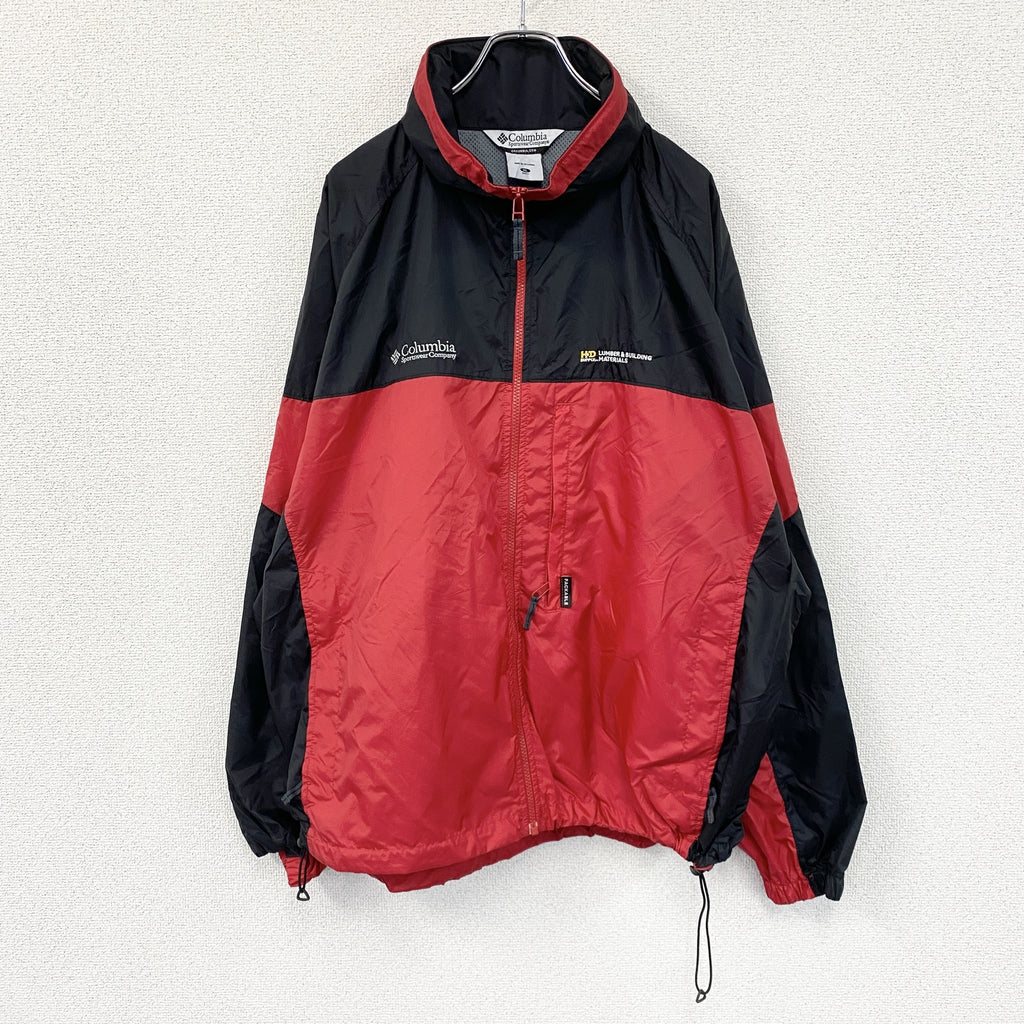 Columbia　コロンビア　ナイロンジャケット/ウィンドブレーカー　パッカブル仕様　赤　レッド　XLサイズ　古着