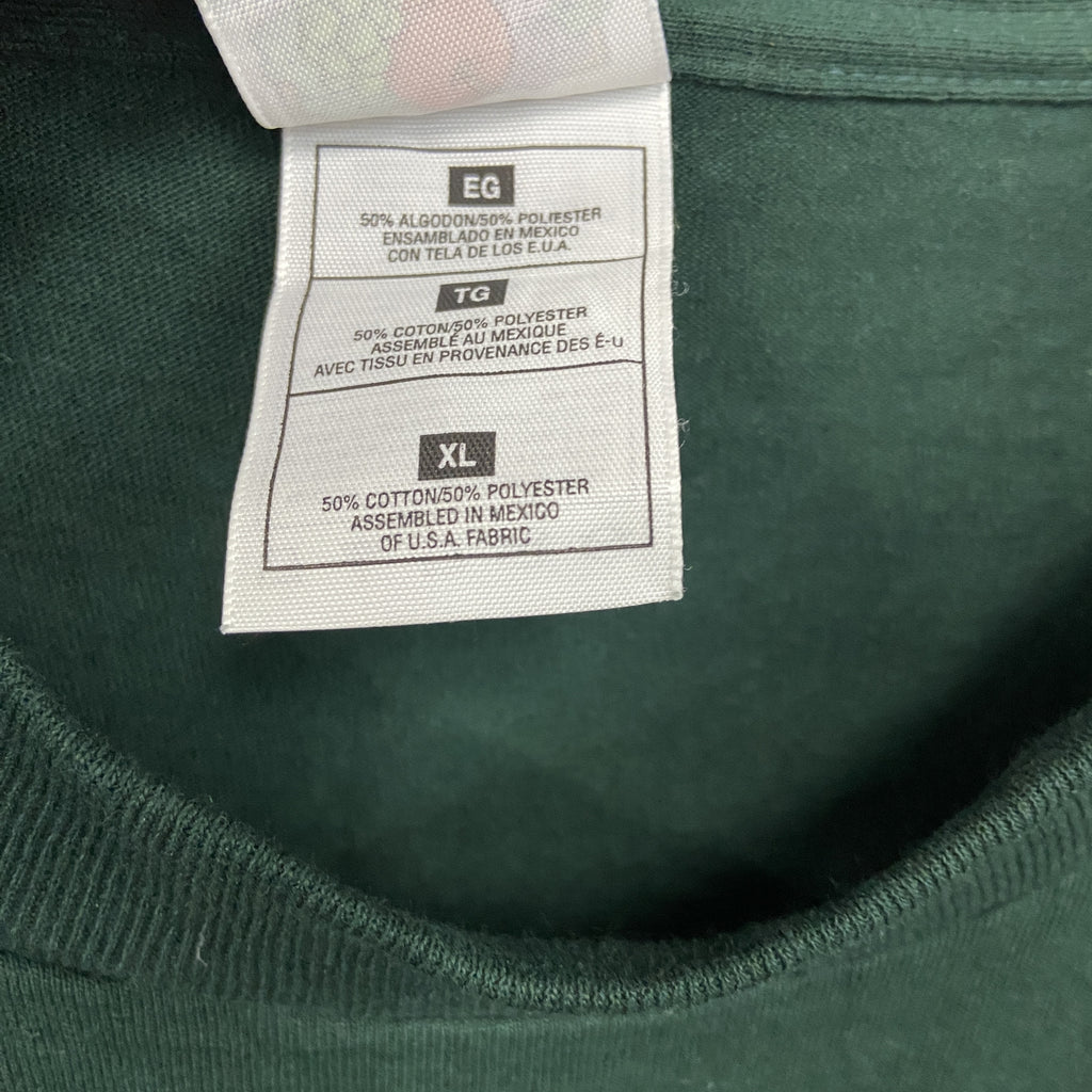 FRUIT OF THE LOOM　フルーツオブザルーム　半袖プリントTシャツ　深緑　ダークグリーン　XLサイズ　古着