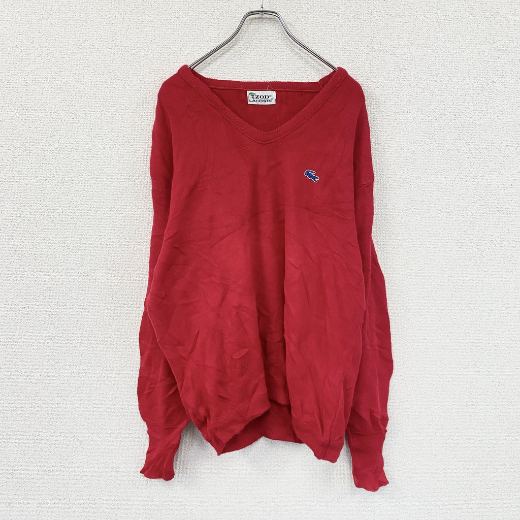 IZOD LACOSTE　アイゾット ラコステ　Vネックニットセーター　赤　レッド　2XLサイズ　古着