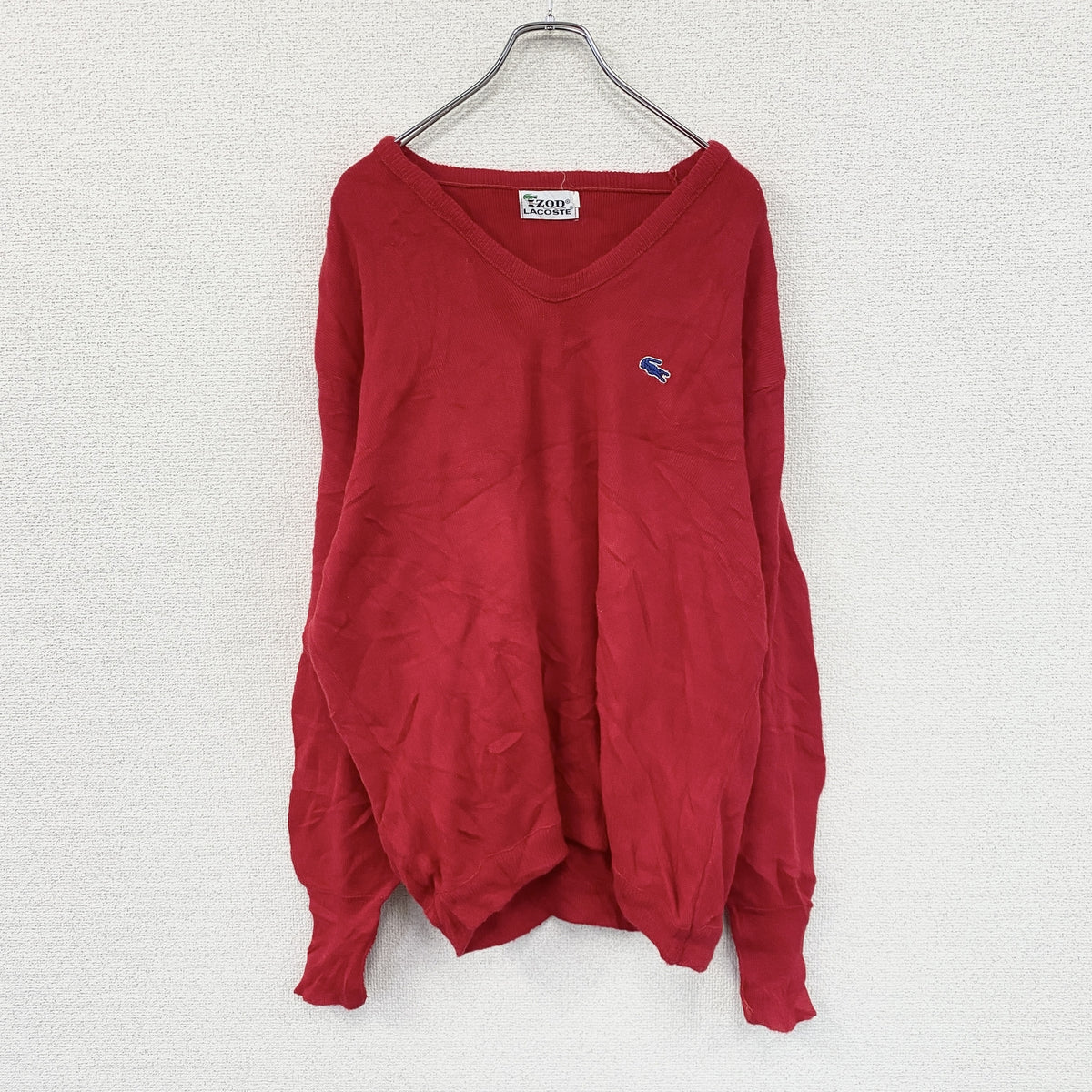 IZOD LACOSTE　アイゾット ラコステ　Vネックニットセーター　赤　レッド　2XLサイズ　古着