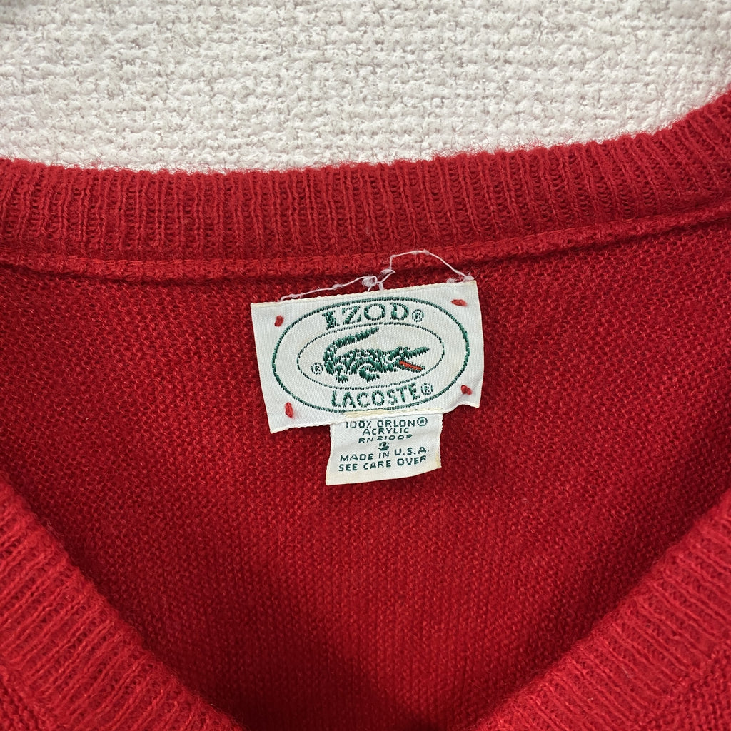 IZOD LACOSTE　アイゾット ラコステ　Vネックニットセーター　赤　レッド　3サイズ　古着