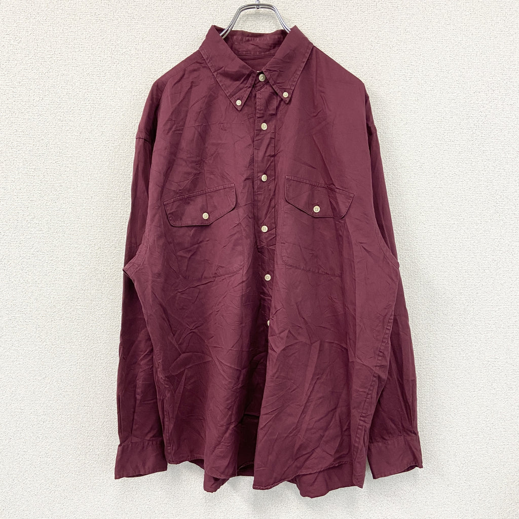 Eddie Bauer　エディーバウアー　長袖ボタンダウンシャツ　赤　レッド　Lサイズ　古着